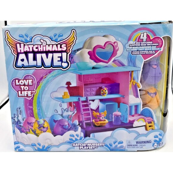 Hatchimals Alive Love To Life Hatchi-Nursery Playset & 4 Surprise Eggs New - Picture 1 of 8